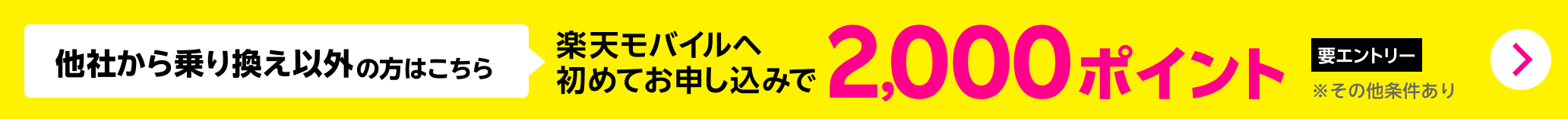 【要エントリー】楽天モバイルへ初めてお申し込みで2,000ポイントプレゼント！