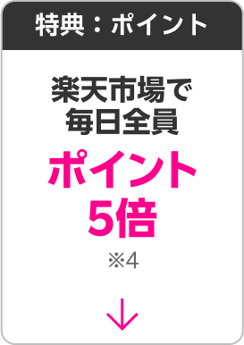 特典：ポイント 楽天市場でポイント5倍※4